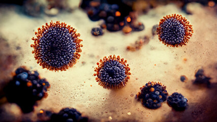 Coronaviruse Microscopic image of the virus. Coronaviruses group of viruses human COVID-19 macro