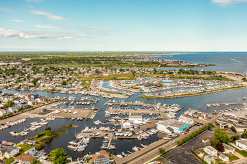 Aerial view of Lindenhurst Long Island Marina South Shore New York