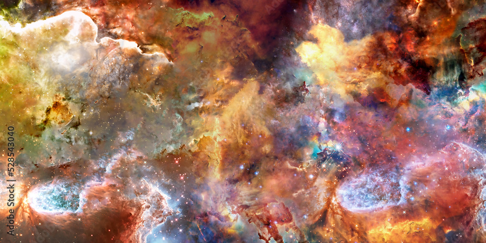 Wall mural star forming region somewhere in deep space near pillars of creation in bright colors. science ficti