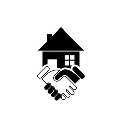Real estate deal icon. Agreement handshake and house icon isolated on white background