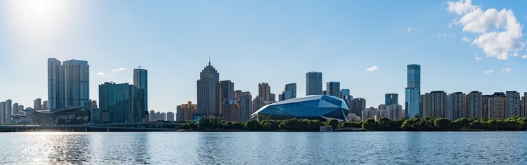 The city skyline of Shenyang, Liaoning Province, China, in summer.Shengjing Grand Theatre.