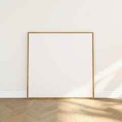 Blank square frame mockup on the floor. 3d illustration, interior design, 3d rendering