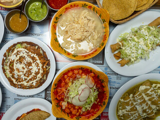 set of mexican food dishes
