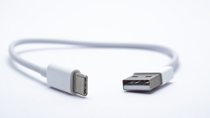 type c usb cable on white background