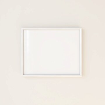 Blank horizontal frame mockup on beige wall. 3d illustration, interior design, 3d rendering