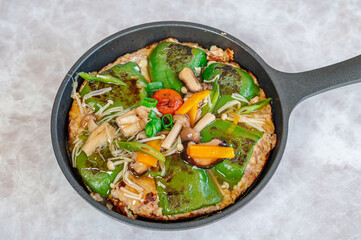 きのこのあんかけ肉埋めピーマン