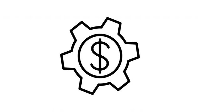 Business gear mechanism. line icon animation.
