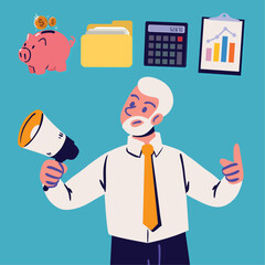 mature man work in accounting and auditing