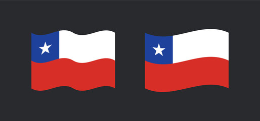 Flag of chile waving variants. Chilean national symbol vector icon.
