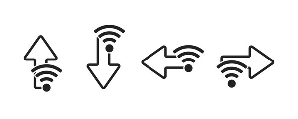 arrow with wi-fi direction. place with wi-fi