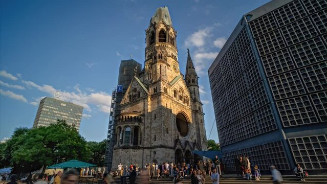 Berlin, Kaiser Wilhelm church, panoramic hyperlapse timelapse, Germany - 4k
