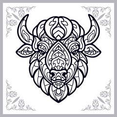 bison zentangle arts isolated on white background