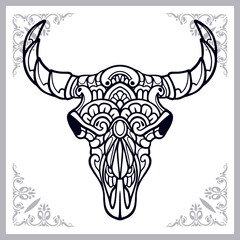 bison zentangle arts isolated on white background