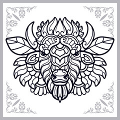 bison zentangle arts isolated on white background