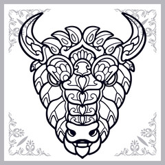 bison zentangle arts isolated on white background
