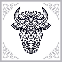 bison zentangle arts isolated on white background