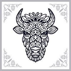 bison zentangle arts isolated on white background