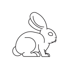 Rabbit silhouette in outline isolated on white background. Vector image of an animal