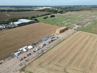 Obraz premium Aerial view of World war two military airfield Forma RAF Woolfox Lodge, Rutland