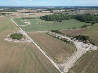 Aerial view of  World war two military airfield  Forma RAF Woolfox Lodge, Rutland
