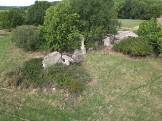 Aerial view of World war two military airfield and cols war Bloodhound missile site at Forma RAF Woolfox Lodge Aerodrome. Rutland,England. Royal Air Force Woolfox Lodge 