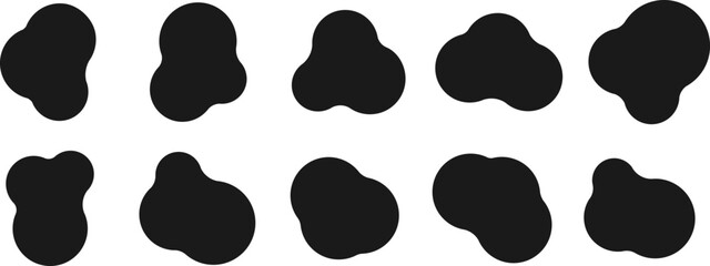 set of abstract black liquid elements