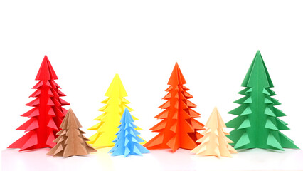 Origami Christmas tree isolated on white