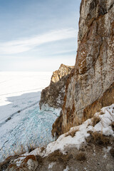 Fototapeta na wymiar mountain view of winter lake Baikal