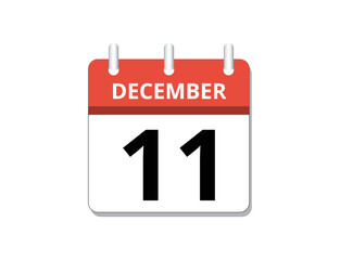 December, 11th calendar icon vector
