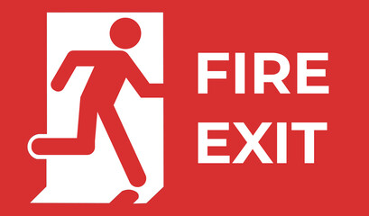 Isolated red fire exit icon. Concept of emergency and evacuation.