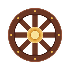 Obraz premium Wood wheel vector. Wood wheel on white background.