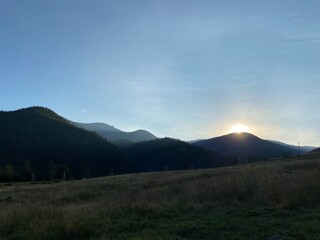 mountains in the morning