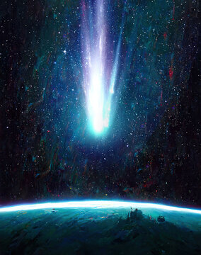 Cometa impactando en la Tierra