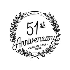 51 years anniversary celebrations design template. 51st logo. Vector and illustrations. 