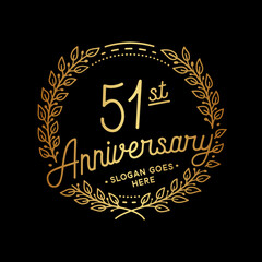 51 years anniversary celebrations design template. 51st logo. Vector and illustrations. 