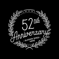 52 years anniversary celebrations design template. 52nd logo. Vector and illustrations. 