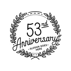 53 years anniversary celebrations design template. 53rd logo. Vector and illustrations. 