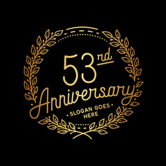 53 years anniversary celebrations design template. 53rd logo. Vector and illustrations. 