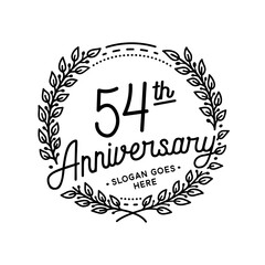 54 years anniversary celebrations design template. 54th logo. Vector and illustrations. 