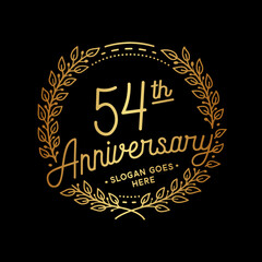 54 years anniversary celebrations design template. 54th logo. Vector and illustrations. 