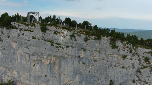 Backward travelling with drone above a cliff, vertige des cimes Vercors