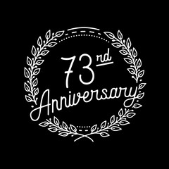 73 years anniversary celebrations design template. 73rd logo. Vector and illustrations. 