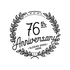 76 years anniversary celebrations design template. 76th logo. Vector and illustrations. 