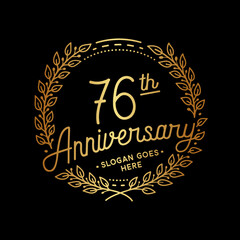 76 years anniversary celebrations design template. 76th logo. Vector and illustrations. 