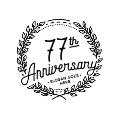 77 years anniversary celebrations design template. 77th logo. Vector and illustrations. 