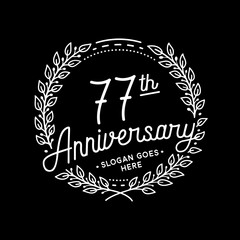 77 years anniversary celebrations design template. 77th logo. Vector and illustrations. 