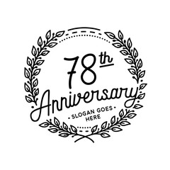 78 years anniversary celebrations design template. 78th logo. Vector and illustrations. 
