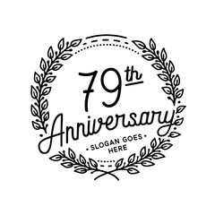 79 years anniversary celebrations design template. 79th logo. Vector and illustrations. 