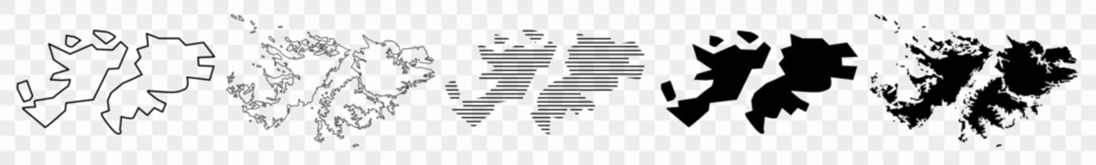 Falkland Islands Map Black   Falkland Islander Border   Islas Malvinas   State Country   Transparent Isolated   Variations © endstern