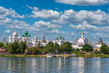 View from the lake to the Kremlin of Rostov, Russia.